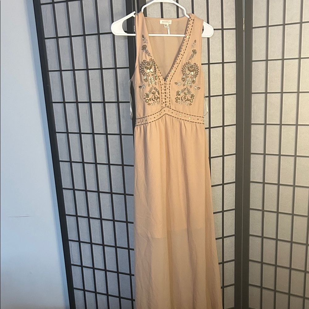 Soieblu Tan Embellished Maxi Dress